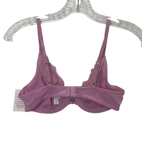 Auden Unlined Balconette Bra Womens 36A Mauve Pink New Lace Underwire - Picture 2 of 11